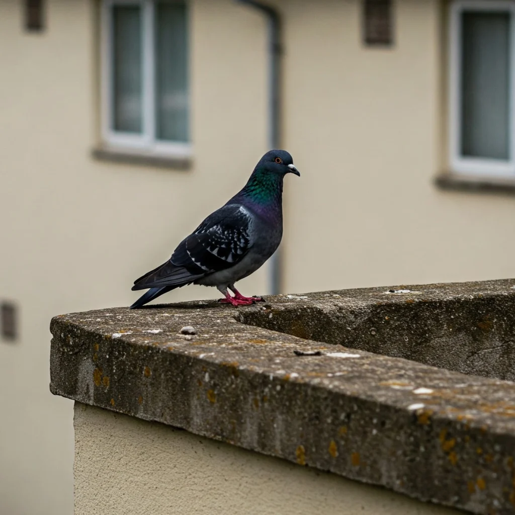 Pigeon sur balcon bordeaux