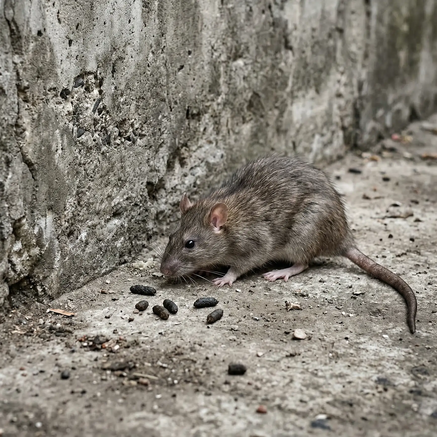 Crottes de rat sur le sol — signe d'infestation à Bordeaux et Gironde