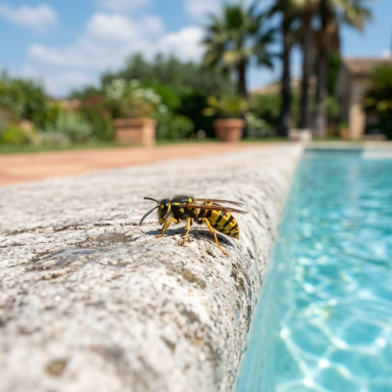 Guêpes communes autour d'une piscine à Blanquefort – comportement et identification