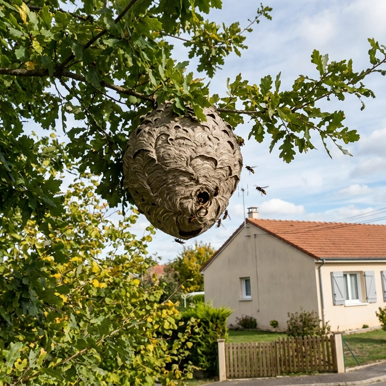 Nid de frelon dans un lotissement au Taillan-Médoc – destruction professionnelle