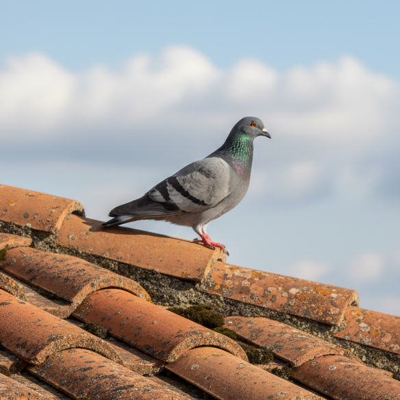 Pigeon sur une toiture en Gironde