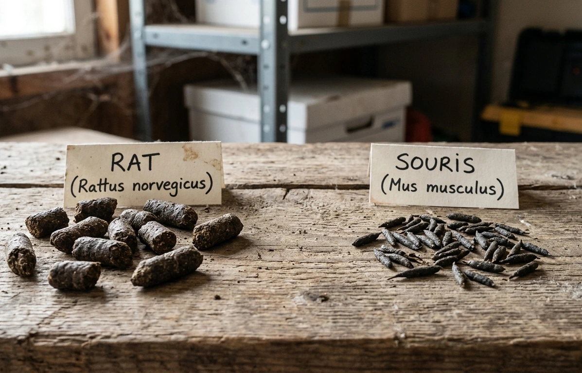 Distinguer crottes de rat et crottes de souris, identification visuelle dératisation Gironde